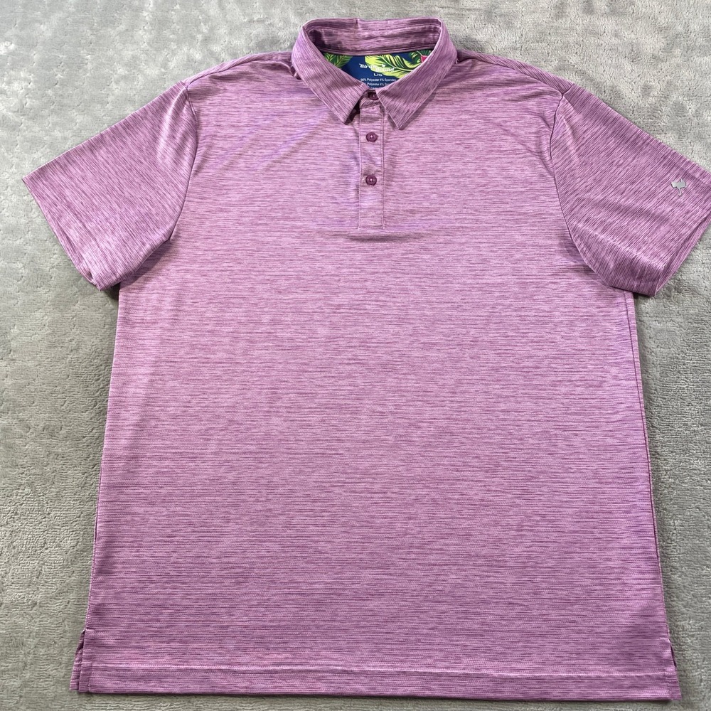Birdie Bound Polo Shirt Mens Large Purple‎ Heathered Golf Performance Preppy
